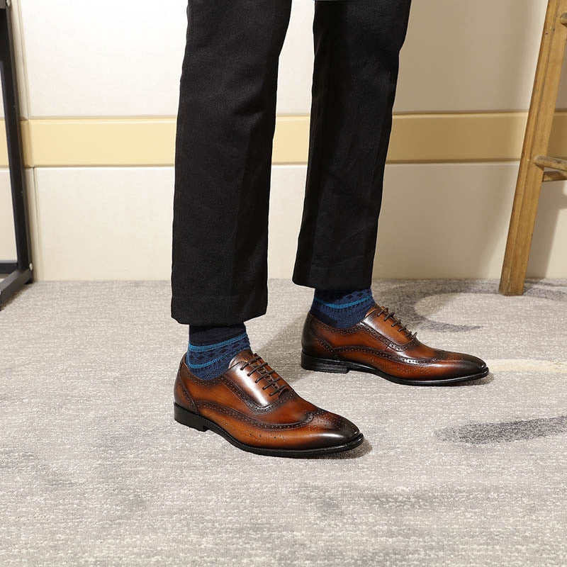 FELIX CHU Classic Wingtip Medaillon Brogue Oxford Herren Abendschuhe Echtes Leder Schwarz Braun Schnürschuhe für Herren