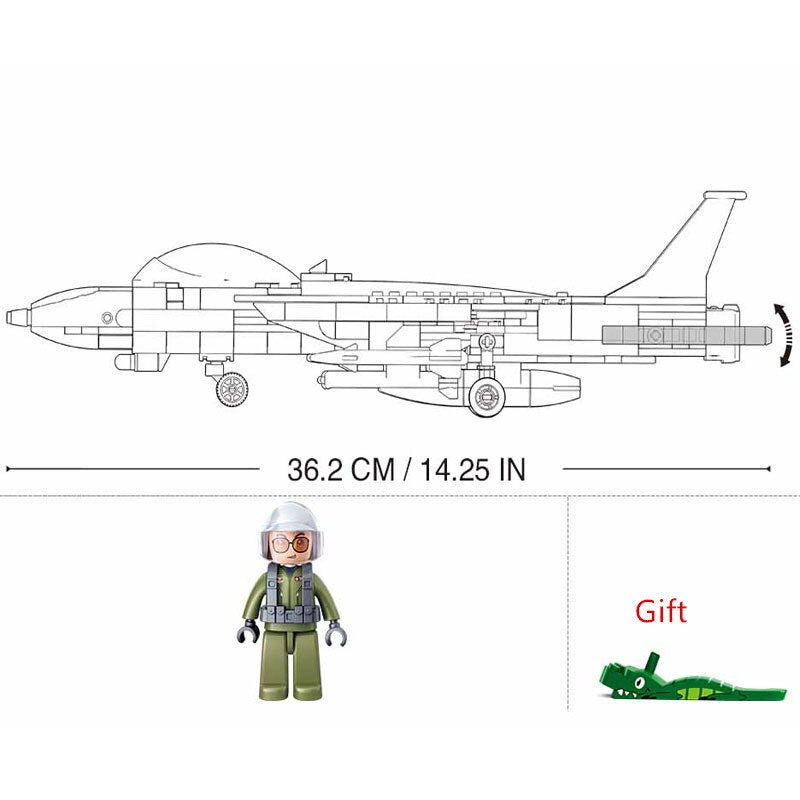 404PCS Air Force F-14 Panda Fighter Model Bricks Aircraft Plane Aviation Creative War Military Building Blocks Toys for Children