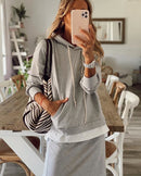 2022 neue Frauen Casual Zweiteiler Frauen Elegant Hoodie Sweatshirt Und Harajuku A-Linie Röcke Zweiteiler Fronttasche Anzug