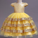 Pegeant Pailletten Backless Kinderkleider für Mädchen Hochzeitsfeier Prinzessin Kleider Baby Mädchen Erstkommunion Layered Tutu Kleider