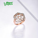 VISTOSO Gold Rings For Women Genuine 14K 585 Rose Gold Ring Sparkling Diamond Promise Engagement Rings Anniversary Fine Jewelry
