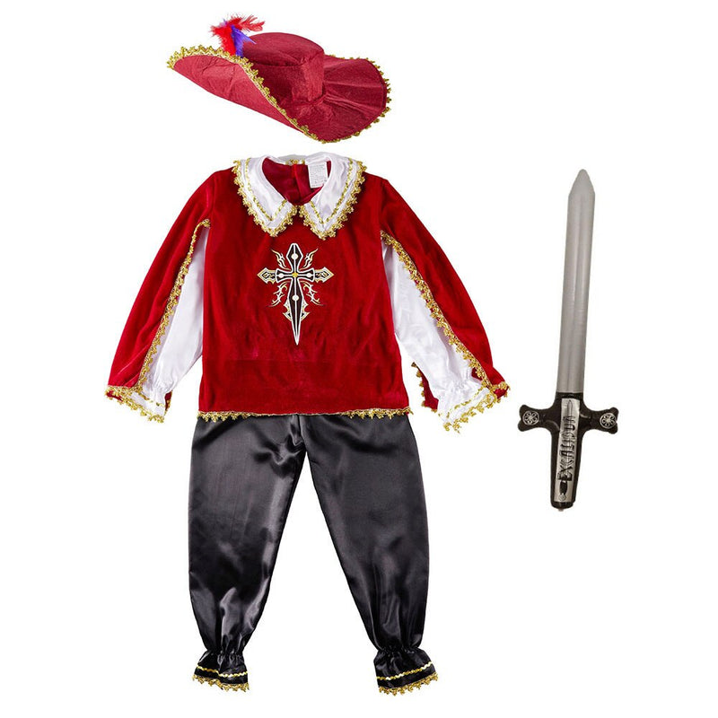 Kids Child Red Medieval Knight Musketeer Costume Greek Roman Warrior Cosplay for Boys Halloween Carnival Mardi Gras Fancy Dress