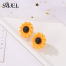 SMJEL Cartoon Sonnenblume Ohrringe für Frauen Mode Große Sonne Blume Erklärung Ohrring Koreanische Ohrstecker Schmuck Beste Freundin Geschenke