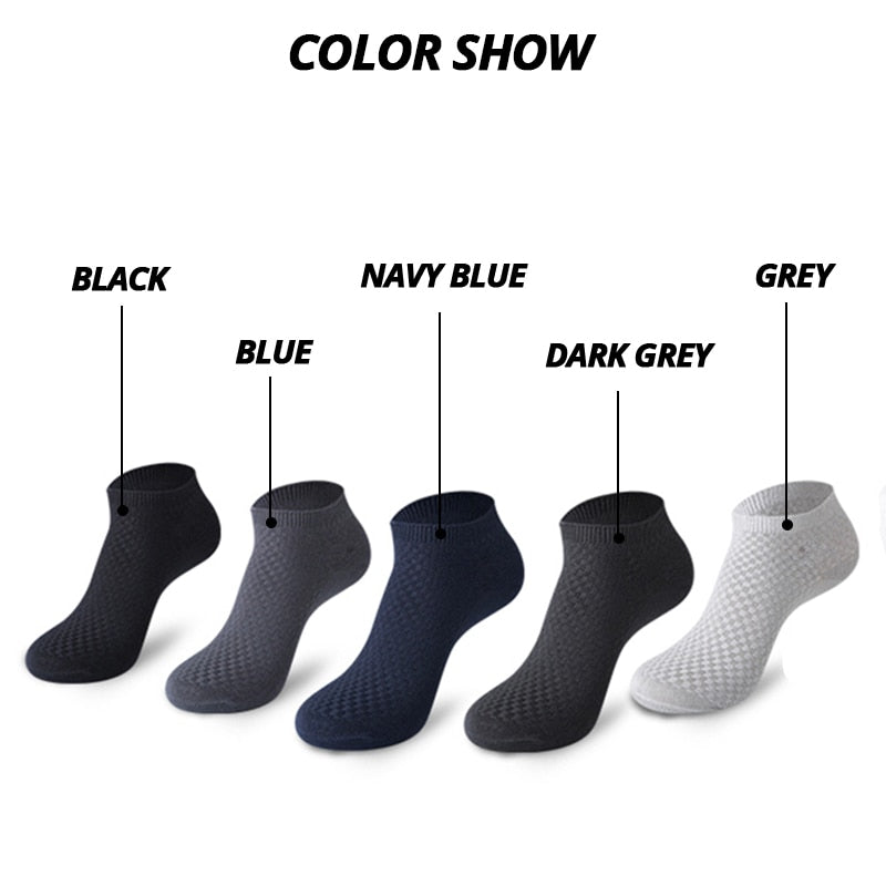 10 Pairs Bamboo Fiber Men Socks Short Ankle Business Black Male Meias Socks Summer Breathable Men Dress Shoes Clothes Size 38-44