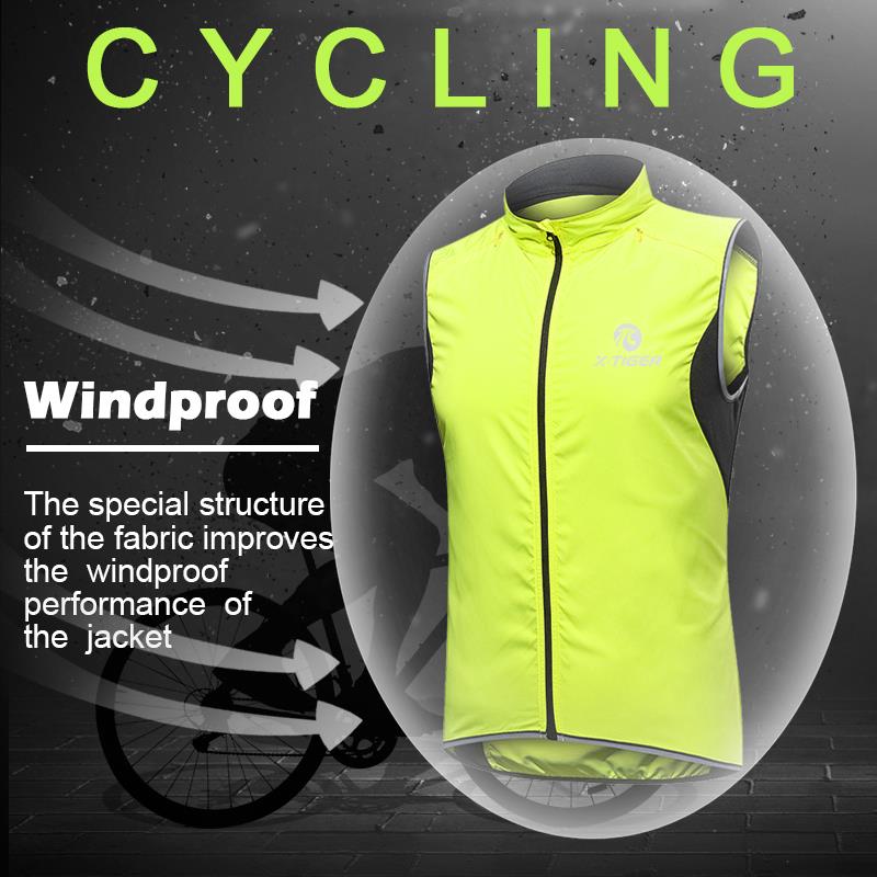 X-TIGER Windproof Cycling Vest Rainproof Sleeveless Reflective Safety Vest MTB Bike Jacket Outdoor Sport Quick-Dry Rain Jacket