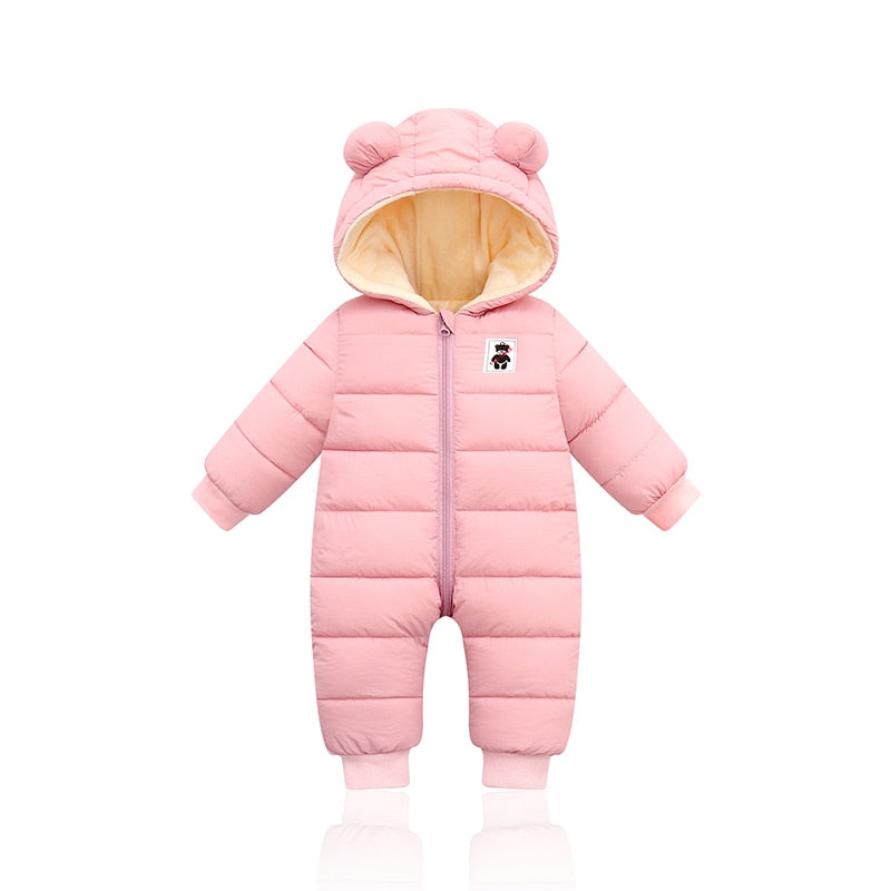 Monos ropa de bebé invierno más terciopelo recién nacido niños niñas cálido mono grueso trajes con capucha traje de nieve abrigo niños mameluco