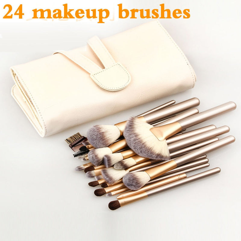 Kaizm 24-teiliges Make-up-Pinsel-Set, Beauty-Tools, Kosmetik, Blending, Lidschatten, Lippenpuder, Foundation, Make-up-Pinsel-Tool-Kit mit Taschen