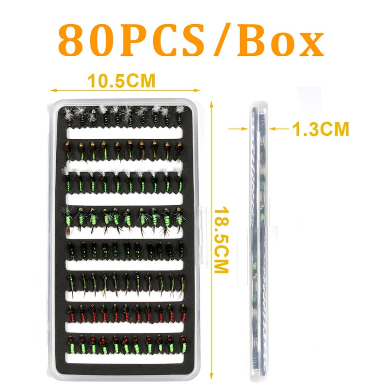 32/50/214PCS Fly Fishing Lure Dry Wet Flies Nymph Streamer Artificial Pesca Bait Lure Carp Trout Pesca Fishing Tackle Fly Box