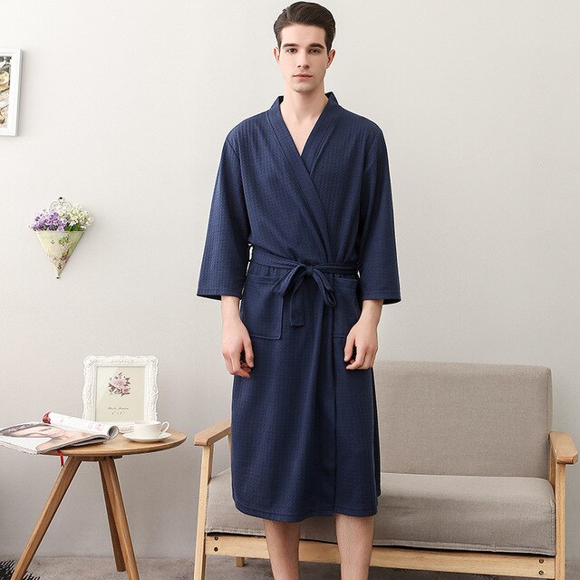 Women Summer 2021 Long Soft  Bath Robe Pajamas Kimono Solid Waffle Bathrobe With Sashes Dressing Gown Sleepwear Female Homewear