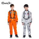 Reneecho Kinder Space Astronaut Kostüm Jungen Orange Astronaut Cosplay Splitter Spaceman Kostüm für Halloween
