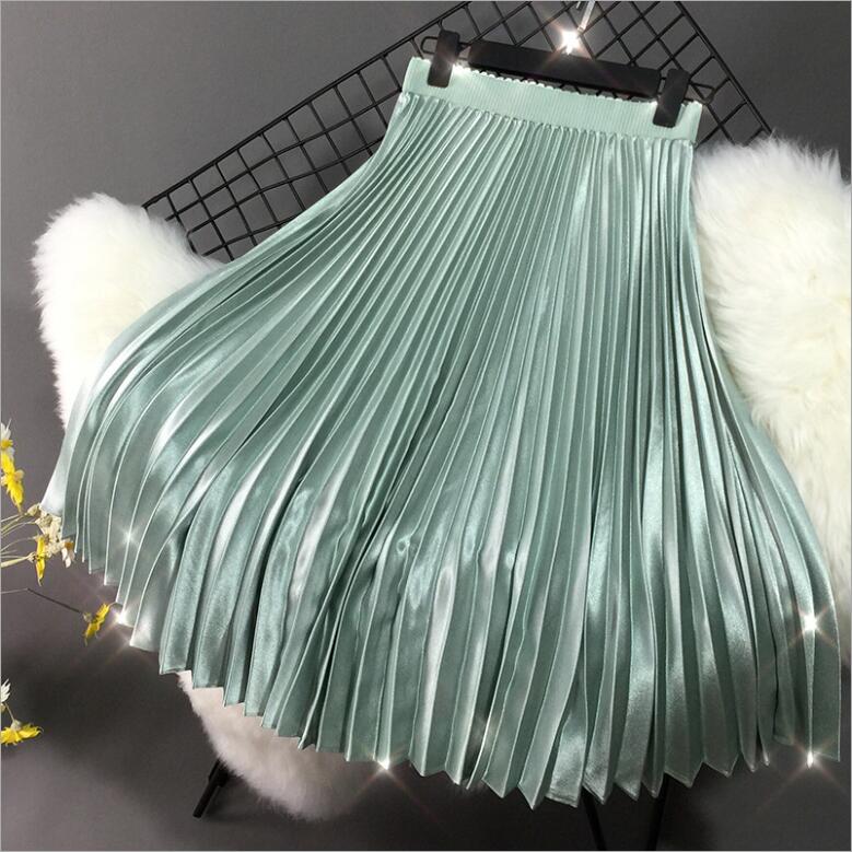 Fanco Autumn Women Long Fashion Brand A-Line Pleated Skirts Female  High Waist Midi Solid Color