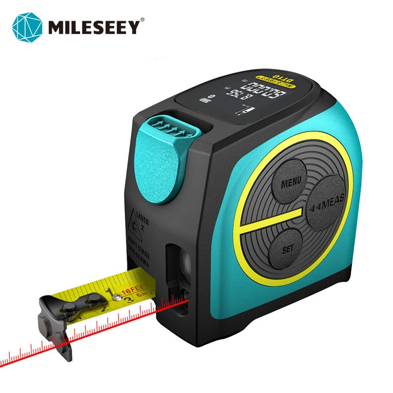 Mileseey DT10 / DT11 Cinta métrica telescópica láser 2 en 1 Telémetro de distancia digital con pantalla LCD anticaída, gancho magnético