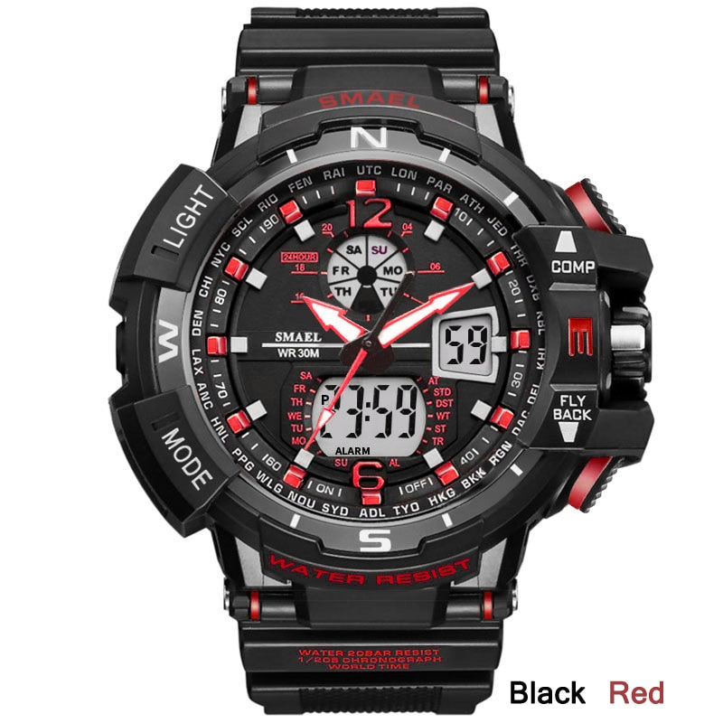 SMAEL Sport Watch Men Big Dial LED Digital Quartz Wrist Watches Men&
