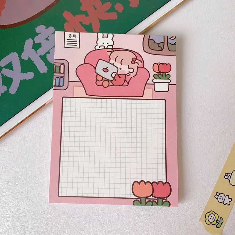 MINKYS Kawaii 50 Sheets Memo Pads Note Paper To Do List Check List Daily Planner Notepad Paperlaria Korean School Stationery
