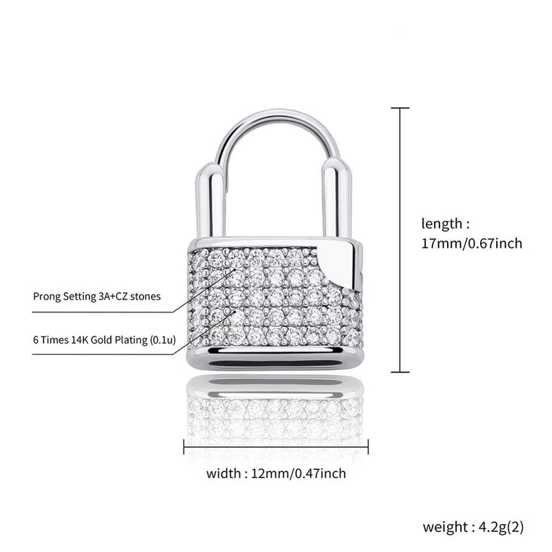 TOPGRILLZ Hip Hop Lock Ohrringe Iced Zirkonia Ohrringe Luxus Gold Micro Pave Zirkonia Ohrringe Geschenk für Männer Frauen