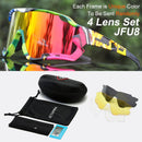 ACEXPNM Polarisierte Mountainbike Fahrradbrille Outdoor Sports Fahrradbrille UV400 4 Linsen Fahrradbrille Herren Damen Sonnenbrille