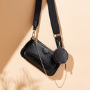 Conjunto de 3 uds. De bolsos de hombro de diseñador para mujer, monedero y bolsos de mano de piel sintética, bolso cruzado de cocodrilo para mujer, bandolera con correa ancha