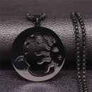 Collares colgantes de acero inoxidable con luna y sol de brujería para mujer, collares de Color plateado, joyería, colgantes para mujer, moda N611S03