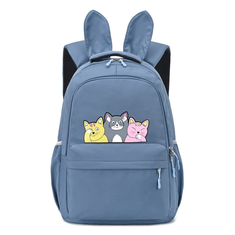 Fengdong school bags for teenage girls schoolbag children backpacks cute animal print canvas school backpack kids cat bag pack