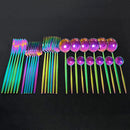 30-teiliges Besteckset aus glänzendem Gold, Edelstahl, Geschirrset, Messer, Dessertgabel, Löffel, Abendessen, Besteckset, Küchengeschirr-Set