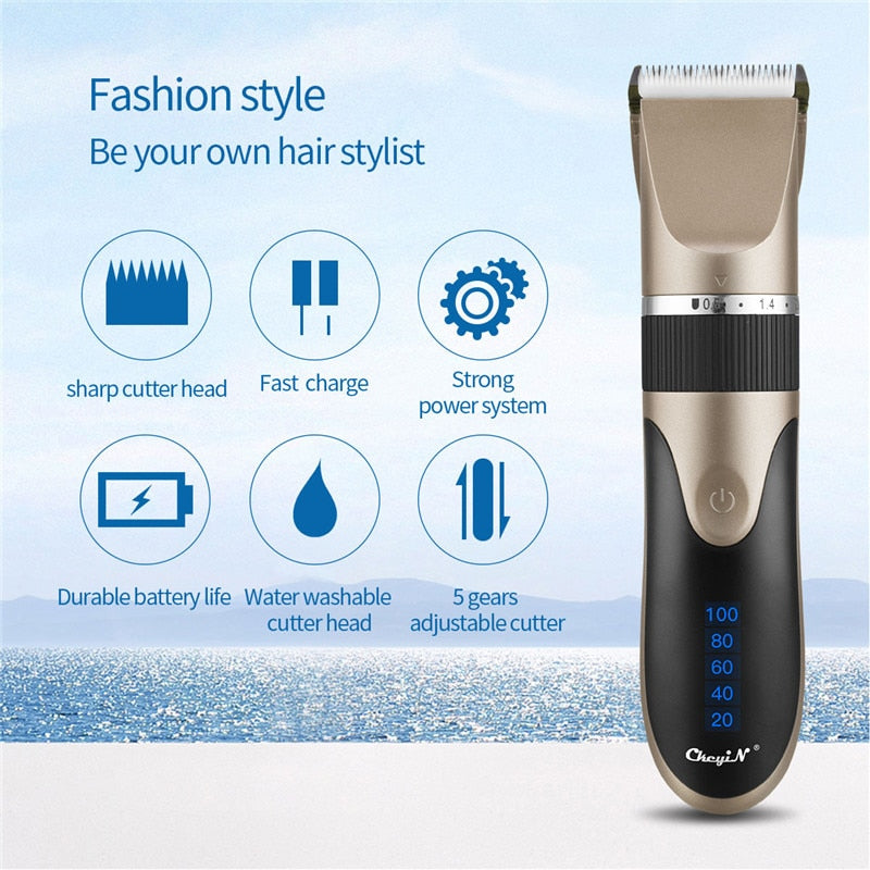 Professional Hair Trimmer Digital Usb Rechargeable Hair Clipper for Men Haircut Ceramic Blade Razor Hair Cutter Barber Machine