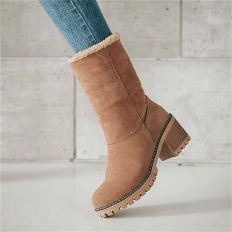 Frauen-Winter-Pelz-warme Schnee-Aufladungs-Damen-warme Wollbooties Ankle Boot Bequeme Schuhe plus Größe 35-43 Casual Women Mid Boots