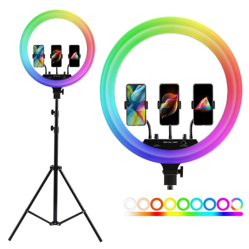 14 18inch Photo Studio lighting LED RGB Ring Light Photography Large Lamp With Tripod Stand for Video Makeup TikTok Youtube Vlog