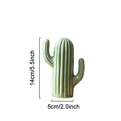 Nordic Style Creative Ceramics Cactus Ornaments Living Room Desktop Decorative Simulation Green Plant Figurines Home Decoration