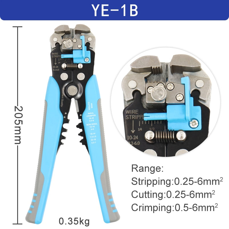 Alicates pelacables 0,25-6mm²/10-24AWG YE-1 cortador de cables práctico eléctrico automático herramientas de prensado de reparación multifuncional