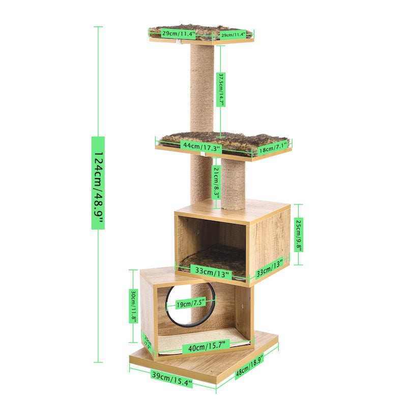 Luxury Cat Tree  Large Climbing Frame Multi-Layer Scratching Post Resistant Sisal Cat Tree with Hanging Ball Kittern Playground