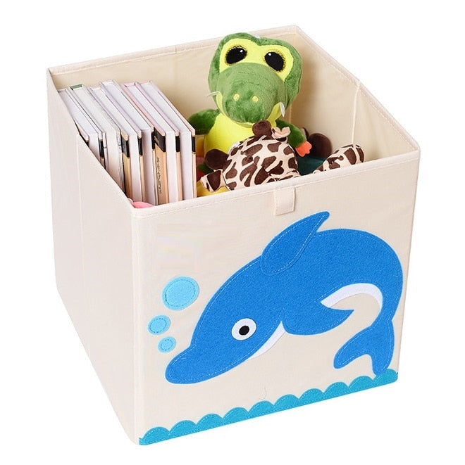 13 inch Foldable Embroidery Animal Cube Storage Box Oxford Fabric Kids Toys Organizers Bins Chest Organizer for Kids Nursery