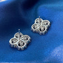 OEVAS 100% 925 Sterling funkelnder Volldiamant mit hohem Kohlenstoffgehalt, aushöhlen, vierblättriges Kleeblatt, Ohrstecker für Frauen, edles Schmuckgeschenk