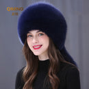 Winter Real Fox Fur Hats For Women Winter Stylish Russian Thick Warm Beanie woman Hat Natural Fluffy Fur Caps With Tail
