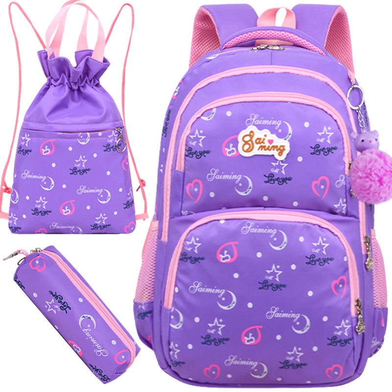 Kinder Schultaschen Mädchen Orthopädischer Rucksack Kinder Prinzessin Rucksäcke Set Schultaschen Grundschulrucksack Kinder Mochilas