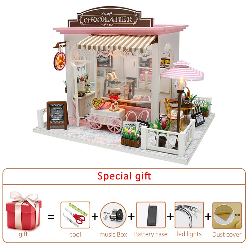 Diy Miniatur Dollhouse Kit Big Houses Sea Villa Wooden Doll House With Furniture Roombox Assemble Toys Kids Birthday Gifts Casa