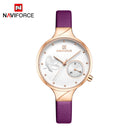 NAVIFORCE Women Fashion Blue Quartz Watch Lady Leather Watchband High Quality Casual Waterproof Wristwatch Gift for Wife 2019
