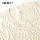 Gtealife Damen Weste Einfacher All-Match-Stil V-Ausschnitt Strickpullover Freizeit Student Ärmellos Damen Vintage Pullover Weste