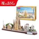 3D Puzzle Game DIY Toy Paper Miniature Model City London Paris New York Moscow Famous Building Assemble Game Toys For Kids Gifts