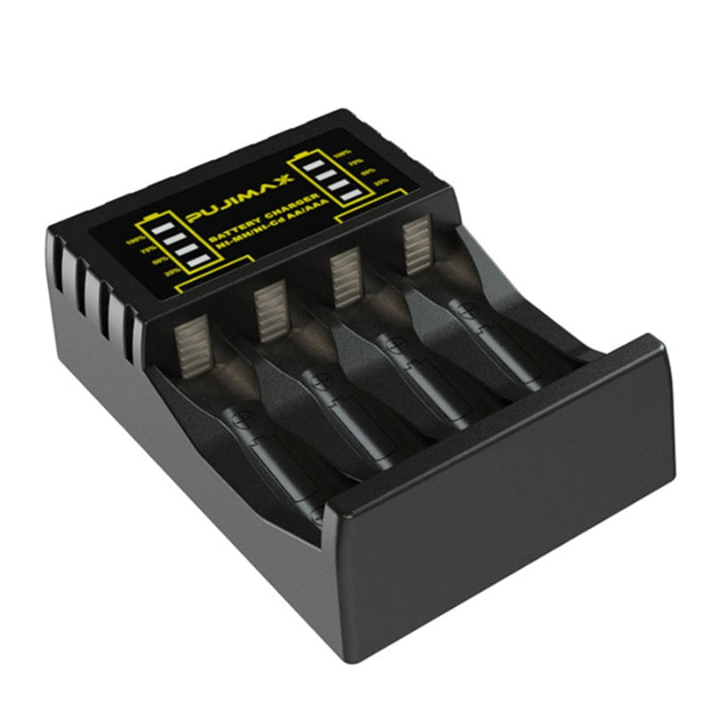 Cargador de batería VOXLINK de 4 ranuras para protección contra cortocircuitos de batería recargable AAA/AA con indicador LED cargador Ni-MH/Ni-Cd