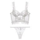 CINOON Französische Dessous Sexy Damen Unterwäsche Set Push Up Büstenhalter Spitze Transparent BH Panty Sets Hochzeit Weiße Dünne Unterwäsche