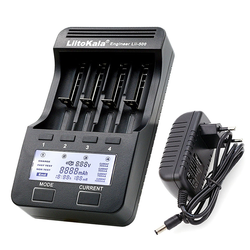 Liitokala Lii-500 LCD Battery Charger, Charging 18650 3.7V 18350 18500 16340 25500 10440 14500 26650 1.2V AA AAA NiMH Battery