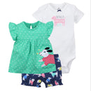 Summer Dresses 2023 Baby Girl Clothing Set Cotton Home For Baby Girl Clothes , 15 Colours Short Unicorn Infant Clothing Suit