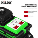 HILDA Laser Level 12 Lines 3D Level Selbstnivellierend 360 horizontales und vertikales Kreuz Super leistungsstarker grüner Laser Level