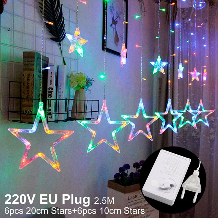 Eid Mubarak Star Moon Led Curtain Garland String Lights Ramadan Decoration Islam Muslim Party Decor Eid Al Adha Gifts Eid Lights