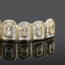 TOPGRILLZ 2021 New Baguette Set Teeth Grillz Full Iced Micro Pave Cubic Zirconia 14K White Gold Hip Hop Jewelry For Men Women