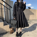 YBYR Japanisches Harajuku-Frauen-Schwarz-Midi-Kleid im gotischen Stil mit Hosenträgern, Verbandkleid, Vintage-Rüschen, langes Baggy-Cosplay-Kostüm