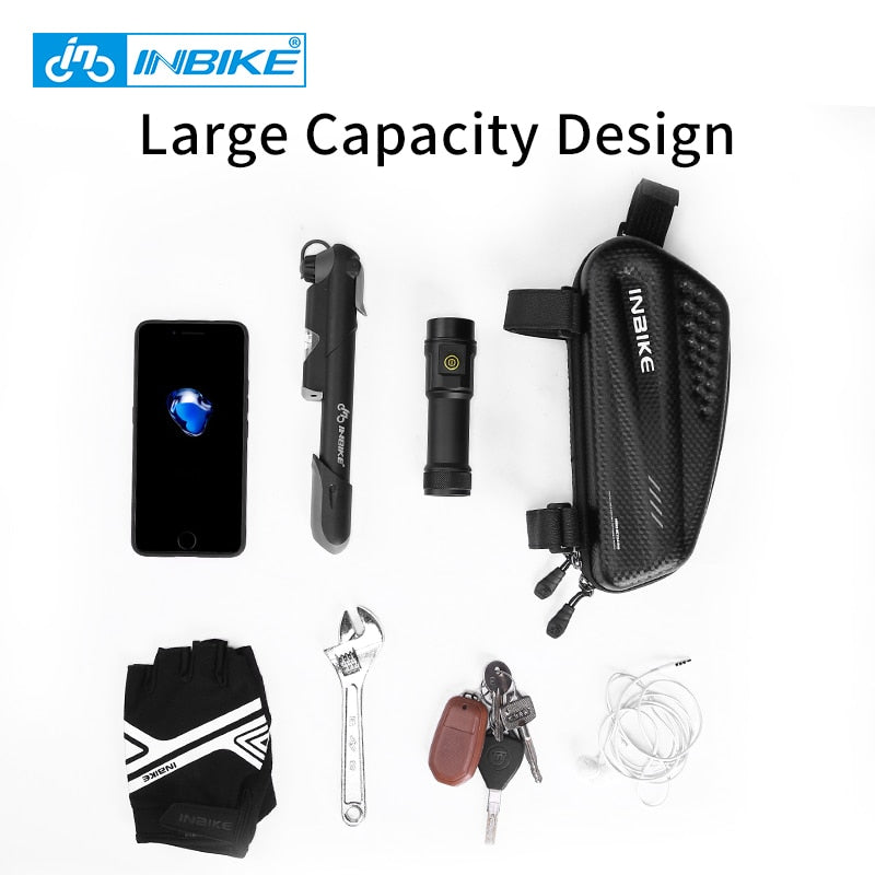 Bolsa de bicicleta de carcasa dura INBIKE, bolsa de tubo superior impermeable, capacidad a prueba de lluvia, bolsa de cuadro delantero de bicicleta MTB, accesorios de ciclismo IB297