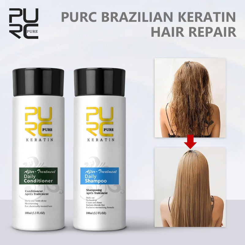 11.11 PURC 100ml Champú de uso diario y acondicionador de uso diario para después del tratamiento, uso diario para alisar y dar brillo al cabello