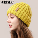 FURTALK Winter Hat for Women Beanie Hat with Fleece Lining Men Lady Knitted Winter Cap for Female Girl Red Black White Pink Grey
