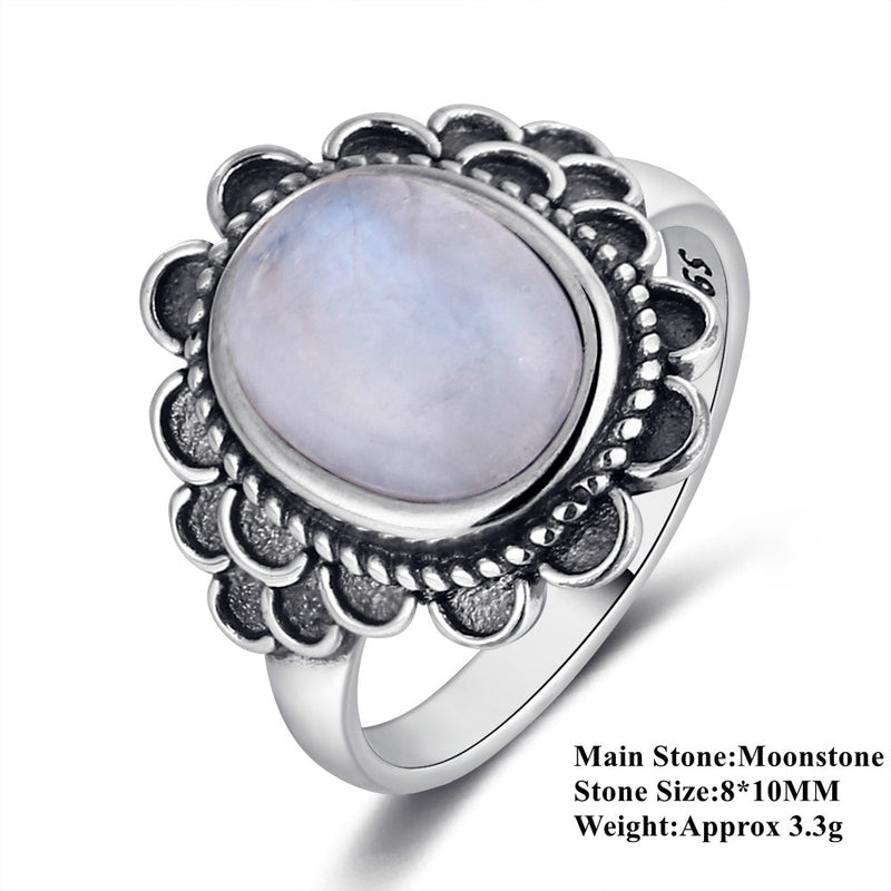 Anillos de piedra lunar Natural para hombres y mujeres, anillo de joyería de plata de ley 925 con piedras grandes, regalos de piedras preciosas ovaladas de 11x17MM, venta al por mayor